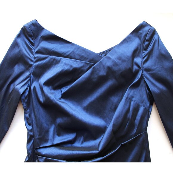 Talbot Runhof Komoe3 Cocktail Dress / Size 88 / Size 38 / Navy Blue Gathered - Picture 5 of 12